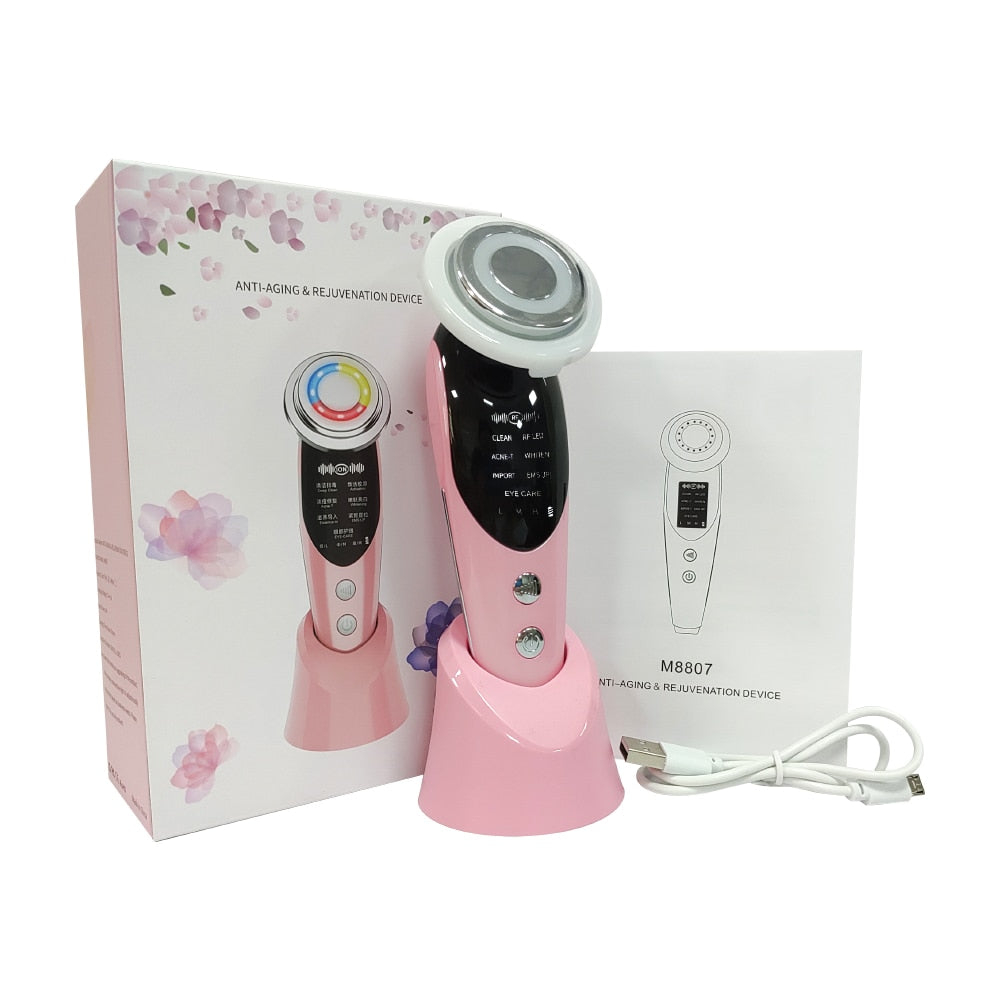 Massageador Facial 7 em 1 Rejuvenescimento da pele Massageador Facial Terapia de Luz Antienvelhecimento Rugas Aparelho de Beleza