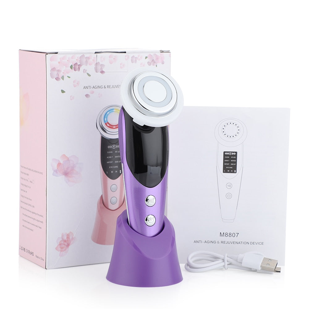 Massageador Facial 7 em 1 Rejuvenescimento da pele Massageador Facial Terapia de Luz Antienvelhecimento Rugas Aparelho de Beleza