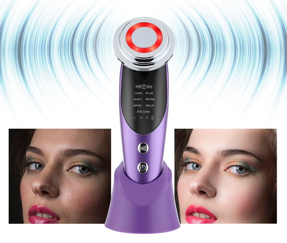 Massageador Facial 7 em 1 Rejuvenescimento da pele Massageador Facial Terapia de Luz Antienvelhecimento Rugas Aparelho de Beleza