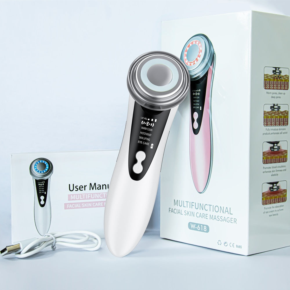 Massageador Facial 7 em 1 Rejuvenescimento da pele Massageador Facial Terapia de Luz Antienvelhecimento Rugas Aparelho de Beleza