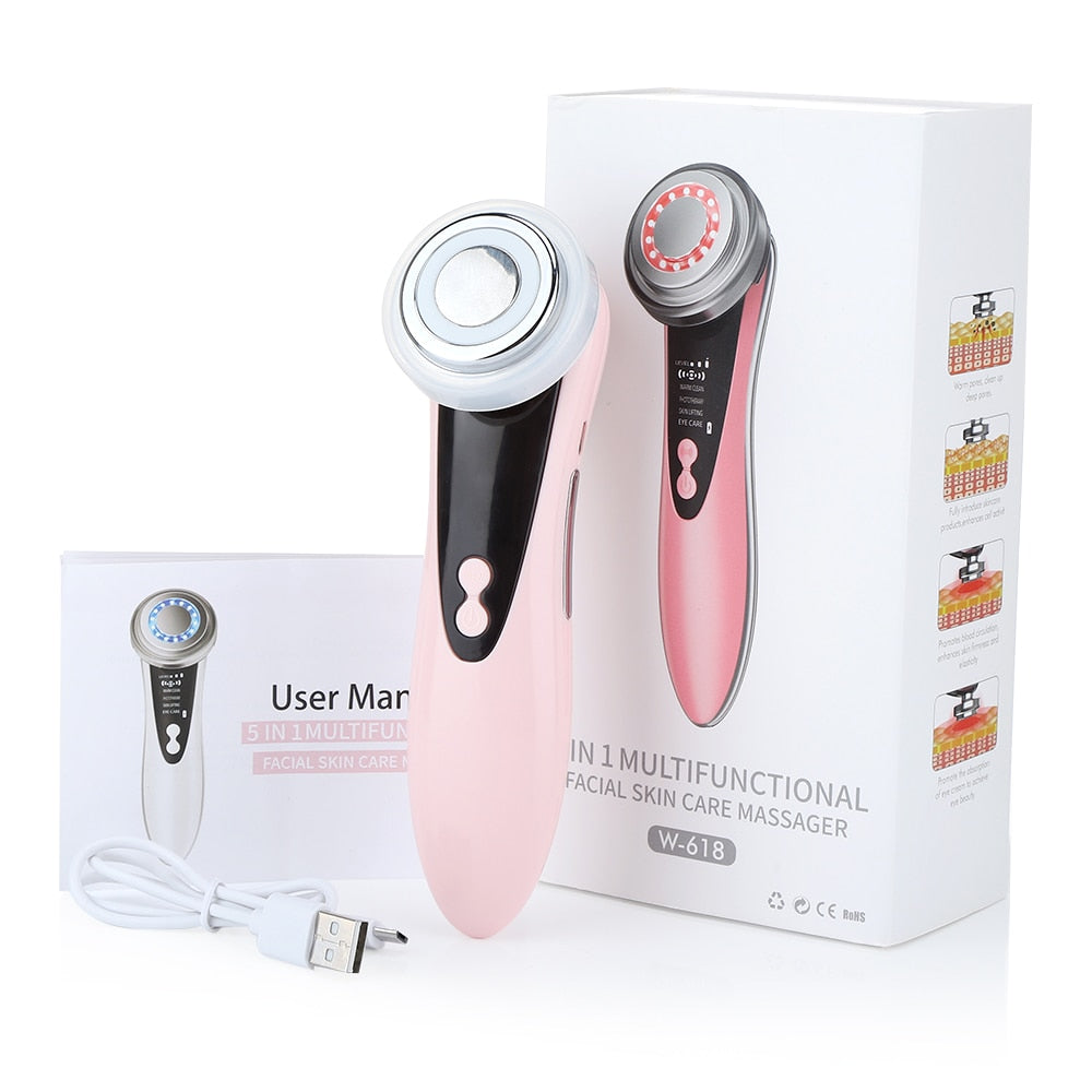 Massageador Facial 7 em 1 Rejuvenescimento da pele Massageador Facial Terapia de Luz Antienvelhecimento Rugas Aparelho de Beleza